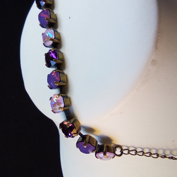 Swarovski Amethyst Opal and Lavender Crystal Bracelet on Brass - Picture 5 of 7